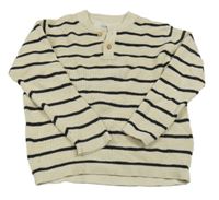 Smetanovo-čierny pruhovaný rebrovaný sveter H&M