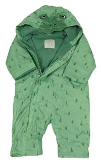 Zelená kockovaná šušťáková jarná kombinéza s kapkami a kapucí - žabička M&S