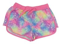 Barevno-křiklavě růžové batikované plážové kraťasy St. Bernard