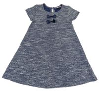 Tmavomodro-biele melírované šaty s mašľami Topolino