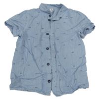 Modro-bílá pruhovaná košile s auty Topolino