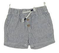 Modro-bílé pruhované lněné kraťasy C&A