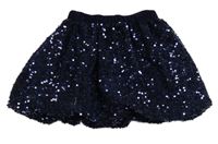 Tmavomodrá zamatová flitrová balonová sukňa St. Bernard