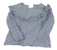 Modro-biela pruhovaná vzorovaná blúzka s volánikmi Next