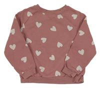 Staroružová mikina so srdiečkami H&M