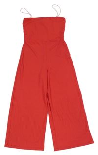 Červený rebrovaný nohavicový culottes overal New Look