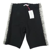 Nové - černé elastické legínové kraťasy se vzorovaným pruhem Candy Couture