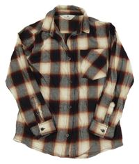 Černo-vínovo-béžovo-smetanová kostkovaná košile H&M