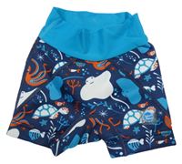 Tmavomodro-modré neoprenové plavky s mořskými živočichy Splash About