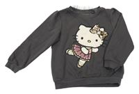 Tmavošedá mikina s Kitty s překlápěcími flitry C&A