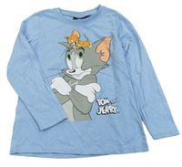 Modré melírované triko s Tomem a Jerrym