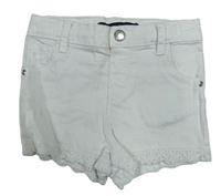 Biele rifľové kraťasy s madeirou Denim Co.