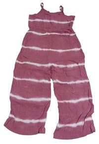 Starorůžovo-biely batikovaný ľahký culottes overal Nutmeg
