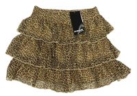 Hnědá šifonová vrstvená sukně s leopardím vzorem Page One Young