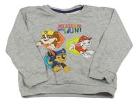 Sivá melírovaná mikina s Paw Patrol Nickelodeon