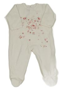 Bílý sametový overal s květy Petit Bateau