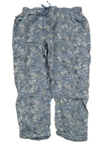 Modrošedé květované lehké kalhoty Next