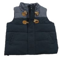 Tmavomodro-melírovaná šušťáková zateplená vesta Matalan