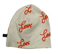 Smetanová bavlněná čepice s nápisy