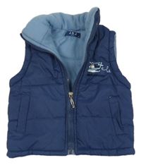 Tmavomodrá šušťáková zateplená vesta s helikoptérou