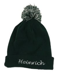 Tmavozelená čepice s nápisem a bambulí Beechfield