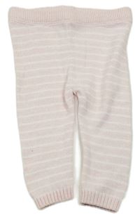 Svetloružová -biele pruhované pletené tepláky F&F