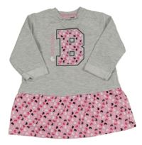 Sivo-ružové teplákové šaty s písmenem a králikmi Ergee