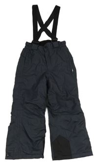 Tmavomodré šusťákové funkční oteplovačky s odepínacími kšandami Crane