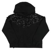 Čierna crop mikina s flitrami a kapucňou Jeff&Co