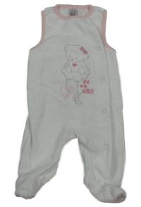 Bílé sametové dupačky s medvěďom a hviezdami C&A