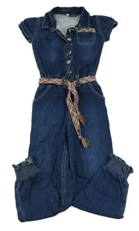 Modrý riflový kalhotový overal s páskem