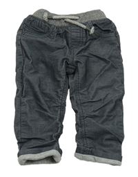 Tmavomodré pruhované menšestrové podšité nohavice s úpletovým pasom C&A