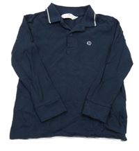 Tmavomodré polo tričko s výšivkou H&M