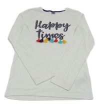 Biele tričko s nápisom s strapcemi Y.F.K.