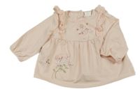 Světlerůžové triko s motýly a volánky s madeirou Next