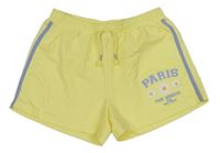 Žlté teplákové kraťasy s kvetinami a nápisom Dunnes