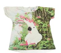 Bílo-zelené tričko s papoušky Topomini