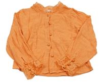 Oranžová mušelínová halenka s krajkou