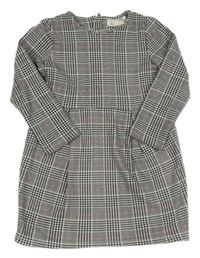 Bielo-čierno-ružové kockované šaty H&M