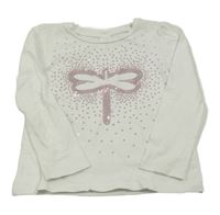 Biele tričko s vážkou z flitrů C&A