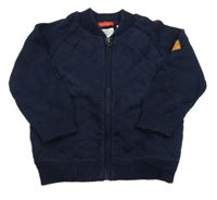 Tmavomodrý prešívaný prepínaci sveter Zara