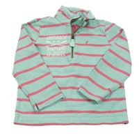 Tyrkysovo-růžová pruhovaná mikina s nápisem Joules