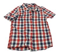 Tmavomodro-červeno-bílá kostkovaná košile Tex