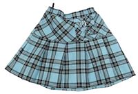 Modro-čierno-biela kockovaná skladaná sukňa s přezkami C&A