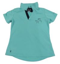 Tyrkysové funkčné jezdecké polo tričko s koněm Decathlon