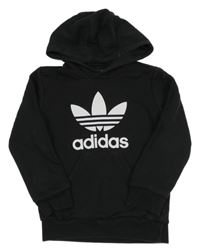 Černá mikina s logem a kapucí Adidas