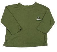 Khaki tričko s výšivkou Zara