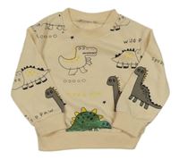 Béžová mikina s dinosaurami