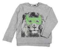 Sivá melírovaná mikina s lvem H&M