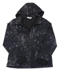 Černo-tmavošedá batikovaná softshellová bunda s kapucí H&M